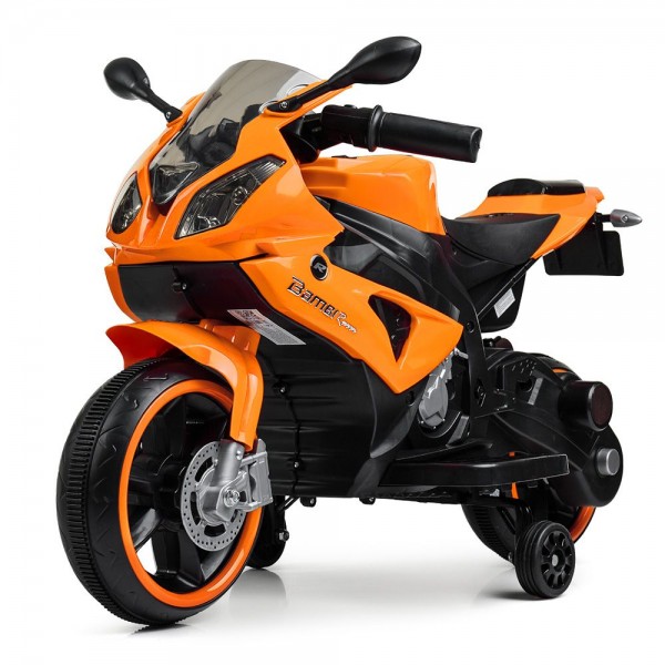 124834 Мотоцикл M 4103-7 2мотори25W, 2акум.6V5AH,MP3, USB, світ. колеса, помаранчевий.