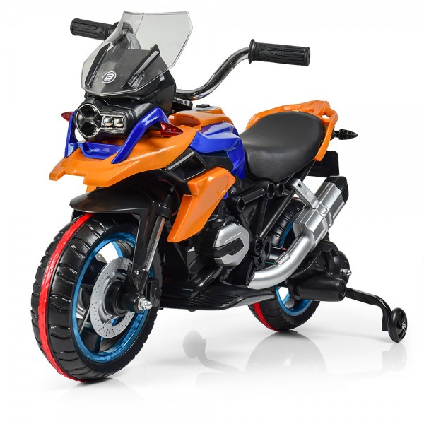 67541 Мотоцикл M 3897L-7 2 мот.25W, 2 акум.6V4,5A, MP3, TF, USB, шкіра, кол. світло, помаранчевий.
