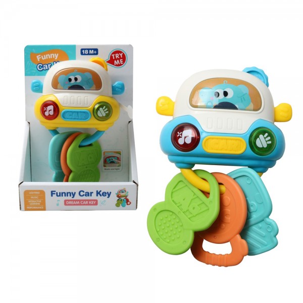 245867 Гра 66011 брелок, машина з ключами, музика, світло, рухливі деталі, прорізувач, 2 кольори, в кор.