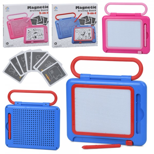 245868 Досточка YM-110-YM-111 21,5-18-6см,2в1(магн.мозаїка,дощечка для малюв.ч/б),картки 10шт, 2 кольори