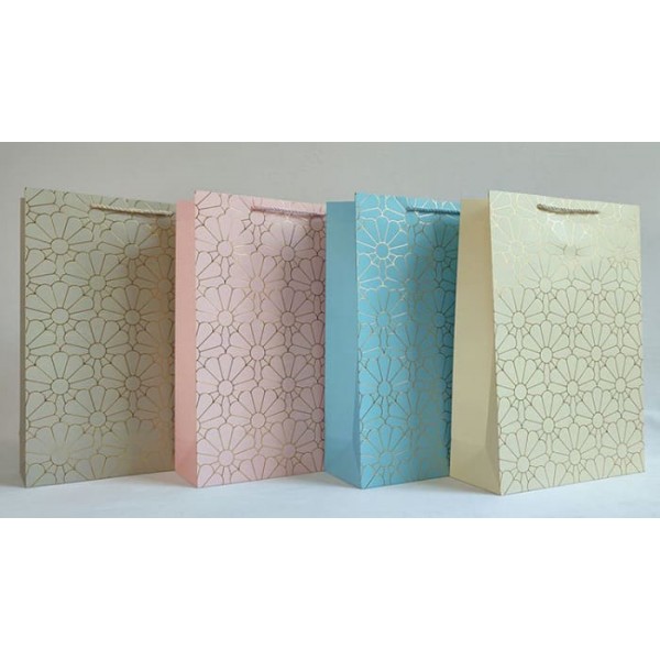 230205 Пакет 26*33*12см паперовий "Золоті квіти" 12 шт в пак.