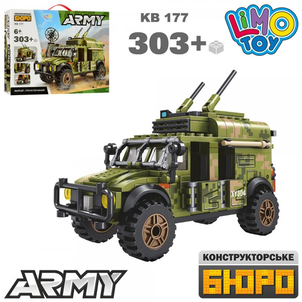 119290 Конструктор KB 177 військовий, машина, 303 дет., кор., 32,5-26-6 см.