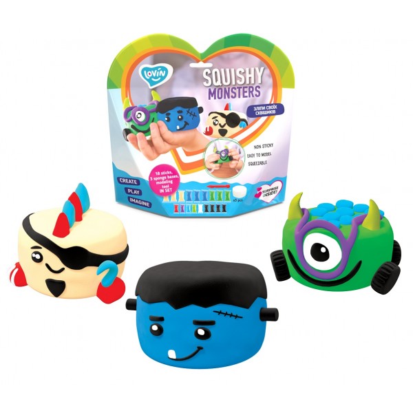 169681 Набір для ліплення з повітряним пластиліном ТМ Lovin Squishy Monsters