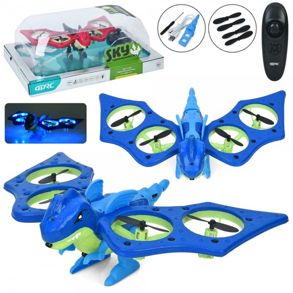 227398 Квадрокоптер 4D-V48 радіокер.,акум,дракон (пластик+пінопласт),USB,2 кольори,світло,бліст.,33-12-21,5
