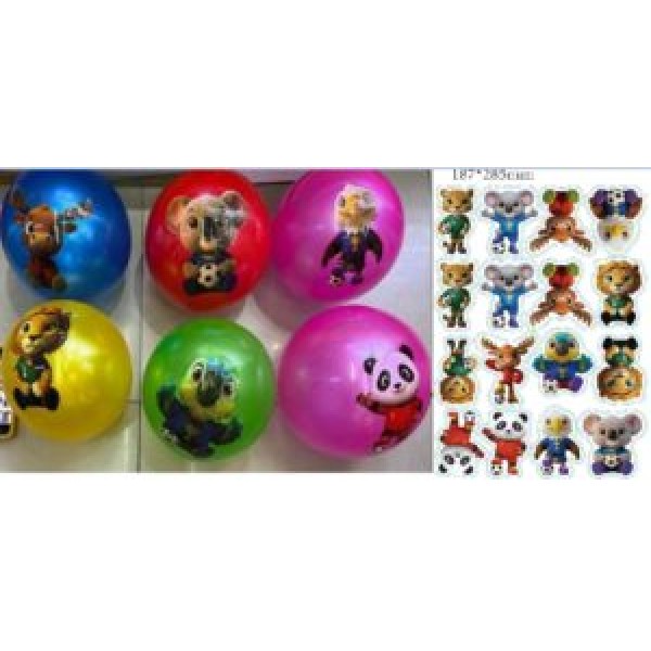 249573 М'яч дитячий MS 4970  9 дюймів, 60г, тварина-футболіст, 6 кольорів/6 видів