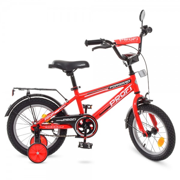 74654 Велосипед дитячий PROF1 12д. T1275 Forward, дзвінок, дод.колеса, червоний.