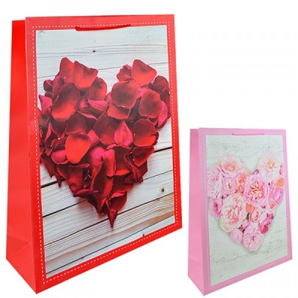 129008 Пакет подарунковий паперовий XL "Heart roses" 40*55*15см 88585XL