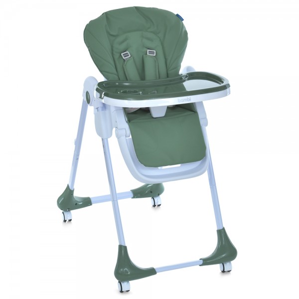 228516 Стільчик M 3233L Jade Green для годування,3 полож.спинки та підніжки,4 колеса,кошик,екошкіра,зелений