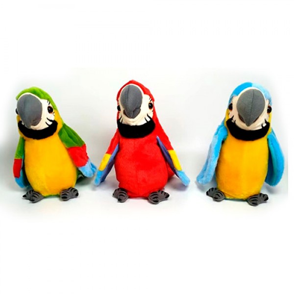 149346 М'яка іграшка MP 2303 папуга, Какаду, повторюшка, рухається, 3 кольори, кул., 22-12-11 см.