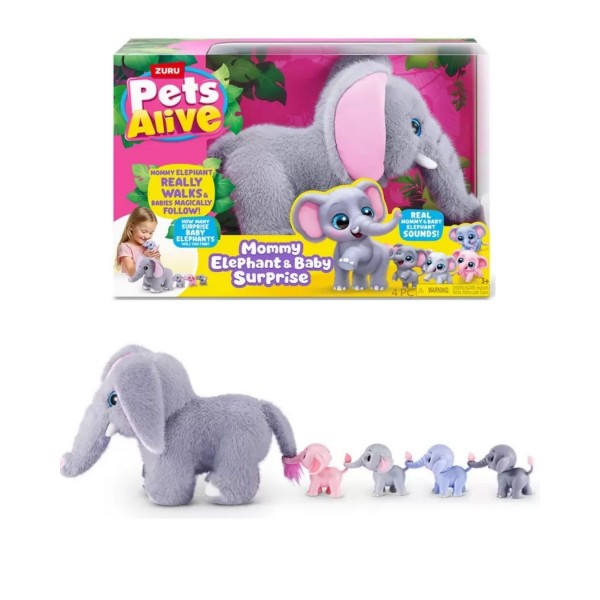 260147 Інтерактивний ігровий набір PETS ALIVE серії "Mama & Baby Surprise" S1 – МАМА СЛОНИХА З СЮРПРИЗОМ