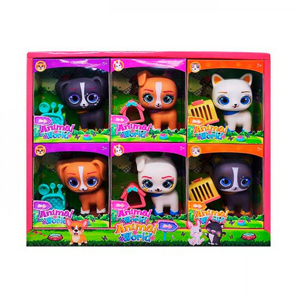 216983 Тварина 369A  кіт / собака, аксесуар, 3 види, 6 шт. в диспл., 40-32-6,5 см.