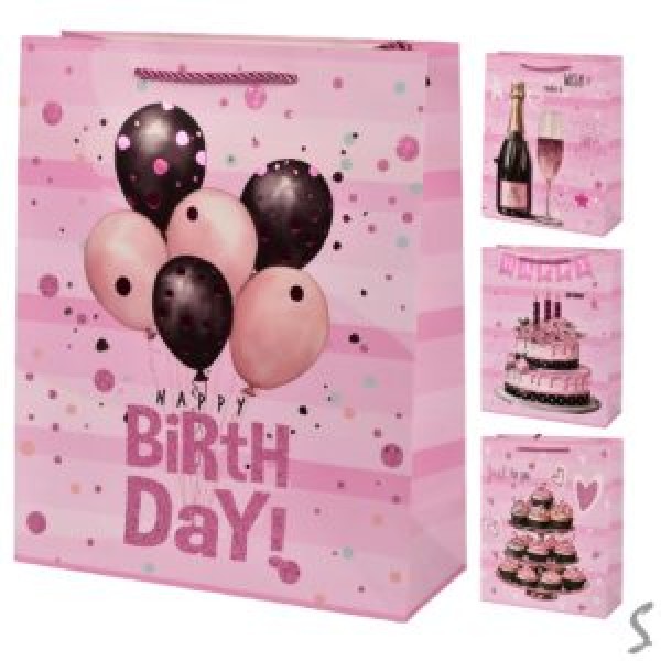 243396 Пакет подарунковий паперовий S "Happy birthday" 18*23*10см., R98469-S