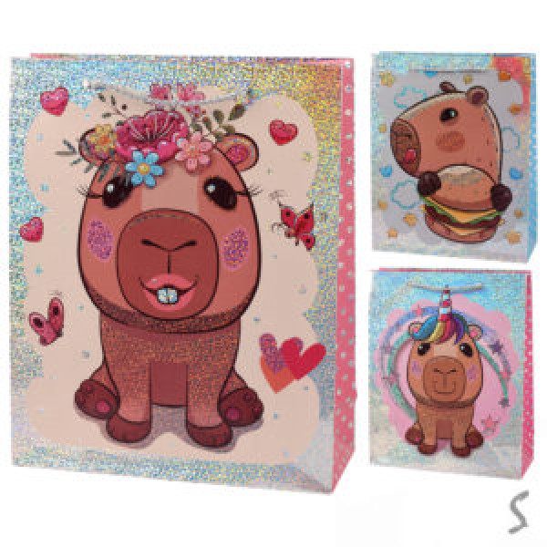 243401 Пакет подарунковий паперовий M "Capybara" 26*32*10см., R34623-M