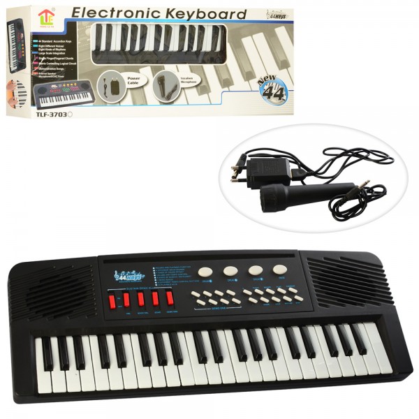 76584 Синтезатор TLF-3704 44 клавіші, мікрофон, муз., запис, демо, від мережі, кор., 65-23-6 см.