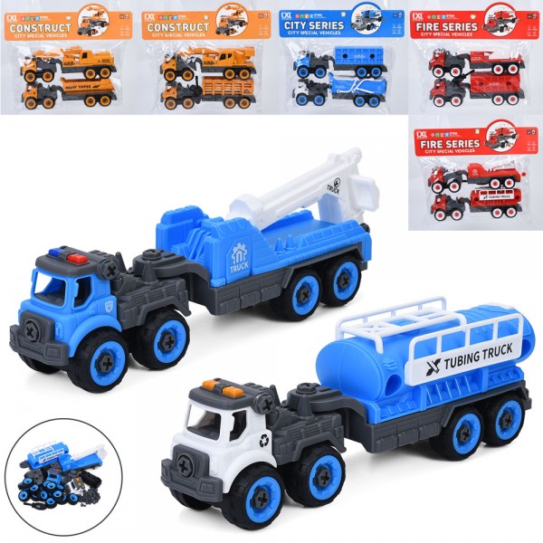 245873 Конструктор CXL900-212-211-210 на шурупах, трейлер 2шт, 27см, 6 видів, у пакеті, 37-28-7см