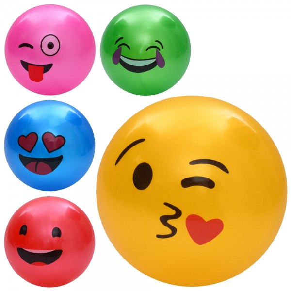 245864 М'яч дитячий MS 4847 9 дюймів, смайл, 57-60г, 4 види/мікс кольорів