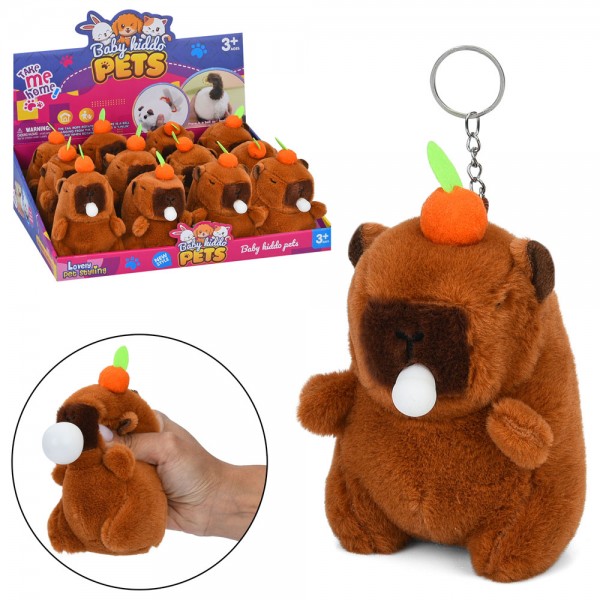 230113 М'яка іграшка 7622B-59 капібара, жуйка, брелок, 12 шт. в диспл., 34-27-10 см.