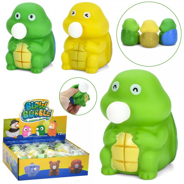 237745 Іграшка MS 4722 черепаха,антистрес,іграшка-надувашка,тварина з жуйкою,кул.,мікс кольорів,12шт.в дисп