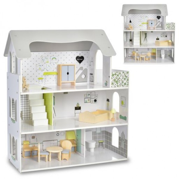 136432 Дерев'яна іграшка Будиночок MD 1669 3 поверхи, 60-27-в71см., меблі, кор., 64,5-14-29,5 см.