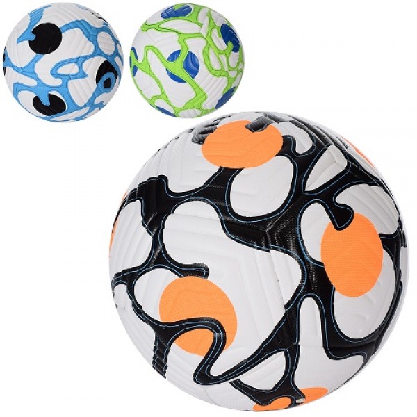 139705 М'яч футбольний MS 3427-3 розмір 5, PU, 400-420г, ламінов., сітка, голка, 3 кольори, кул.