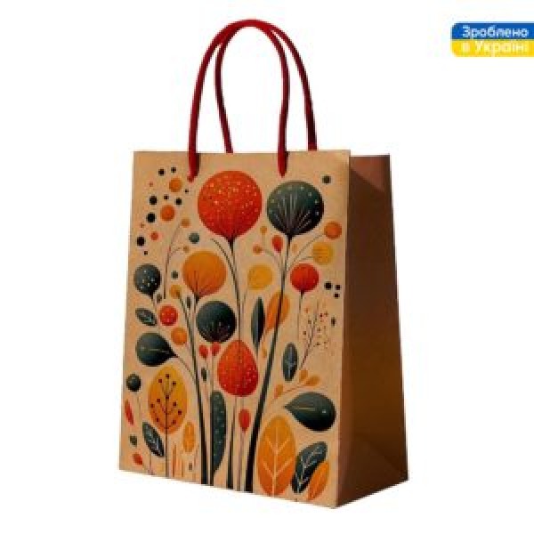 262326 Пакет подарунковий крафт L "Floral" 24*32*10см