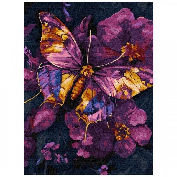 246009 Набір для розпису по номерах "Золотий метелик з фарбами металік extra" 30х40см