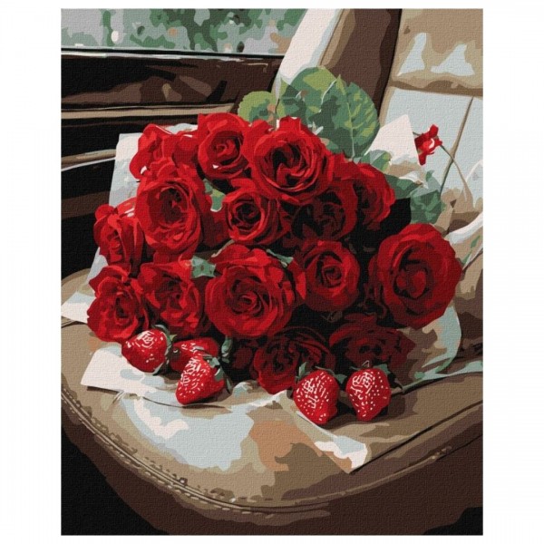 246014 Набір для розпису по номерах "Романтичний букет троянд" 40х50см
