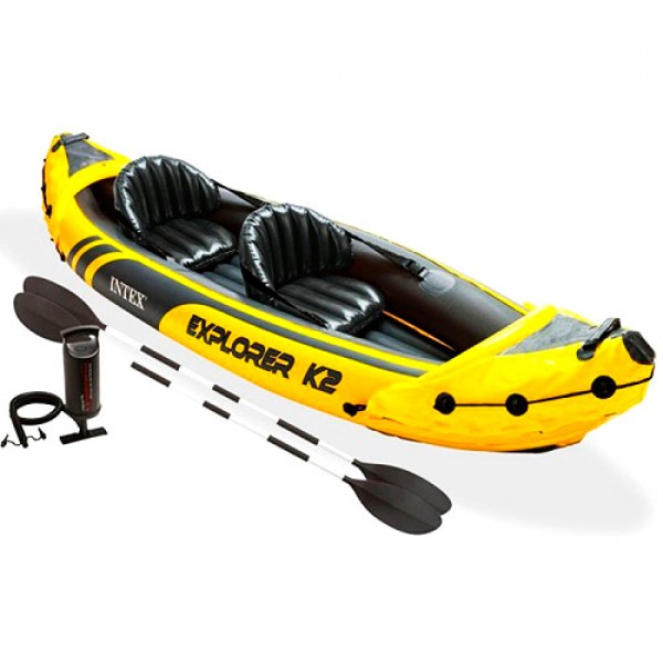 50807 Човен EXPLORER-K2 KAYAK 68307  2 чол., до 180кг., насос 68614, алюм. весла, 312-91-51 см.