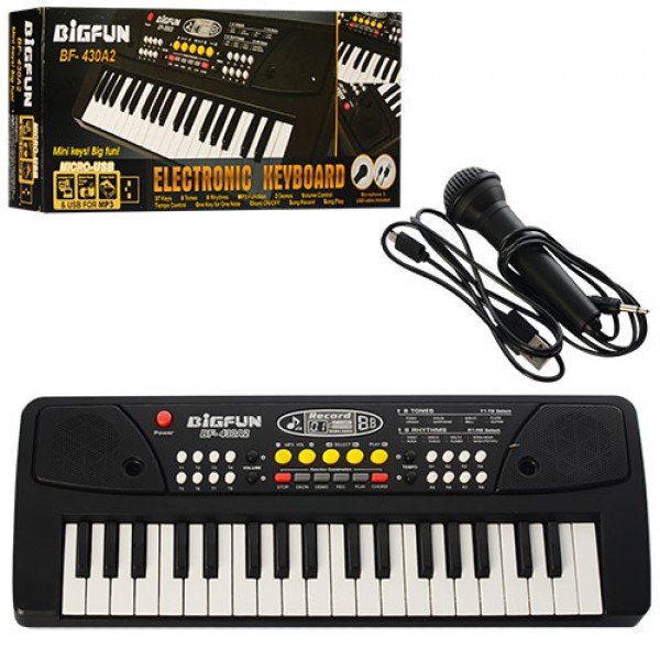 48542 Синтезатор BF-430A2 37 клавіш, мікрофон, USB, mp3, запис, Demo, бат., кор., 43-17-6 см.