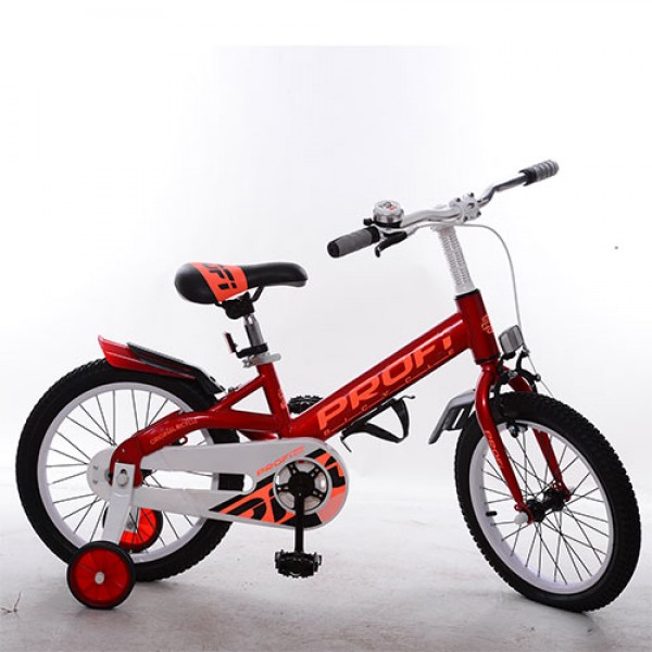 46712 Велосипед дитячий PROF1 14 д. W14115-1 Original, крила, дзвінок, дод. колеса, червоний.