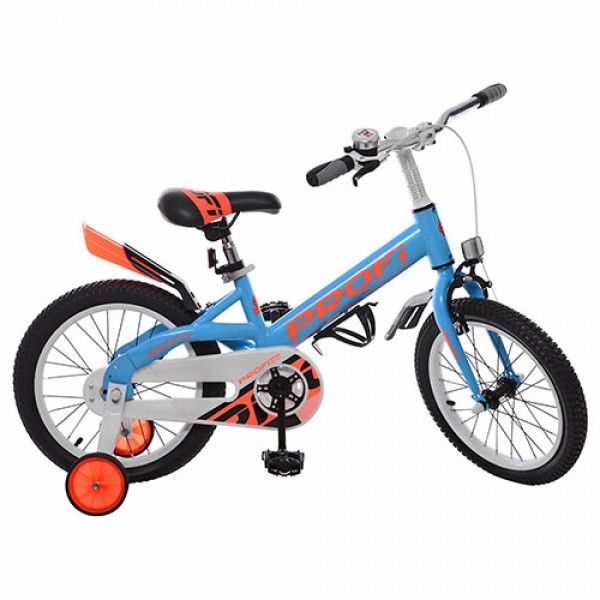 46657 Велосипед дитячий PROF1 14 д. W14115-2 Original, крила, дзвінок, доп. колеса, синій.