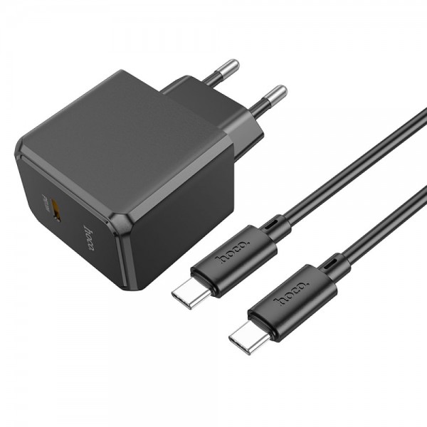 223792 Мережевий Зарядний Пристрій Hoco CS13A 1USB-C PD/QC 20W+Type-C to Type-C (Чорний)