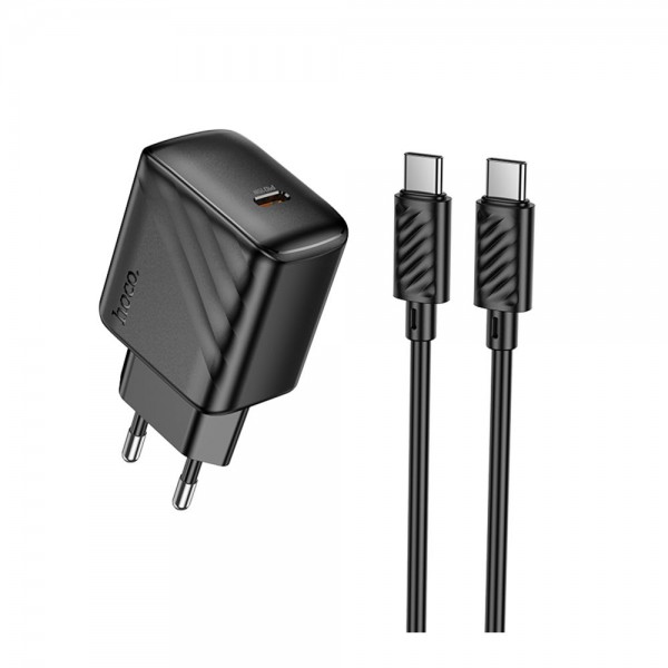 223796 Мережевий Зарядний Пристрій Hoco CS24A 1USB-C PD/QC 25W+Type-C to Type-C (Чорний)