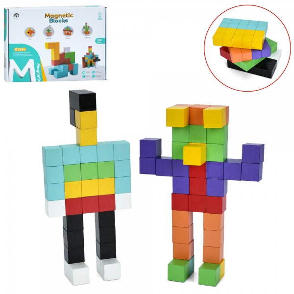 246554 Конструктор CH1234 магнітний, блоки, 80дет, в кор., 29-23-4см