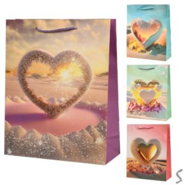216960 Пакет подарунковий паперовий M "Hearts" 26*32*10см R94939-M