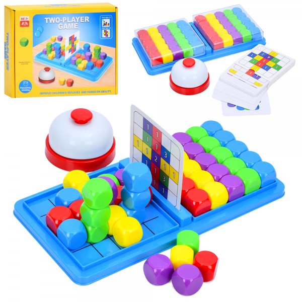 246548 Настільна гра 5236 логічна, ігрове поле, кубики 50шт., дзвінок, картки 30шт., кор, 27-22,5-5 см.