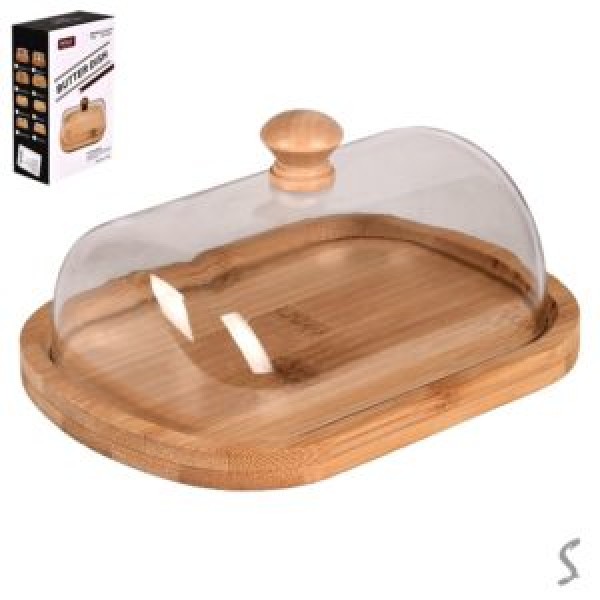 226847 Маслянка бамбук з акриловою кришкою 16*12*6.5см R99947