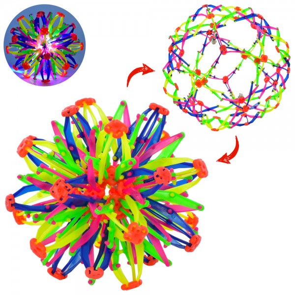 164561 М'яч 16-28 трансформер, світло, бат. (табл.), кул., 15-15-15 см.