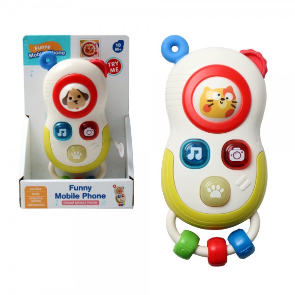 245846 Телефон мобільний 66012 15,5см, музика, світло, рухливі деталі, на бат-ці, в кор-ці, 18,5-12-5,5см