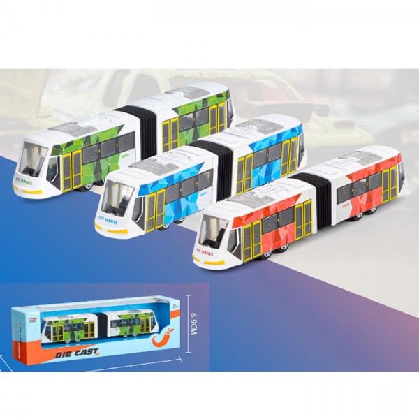 245847 Трамвай 1210-1D44 метал, 19см, 3 кольори, в кор-ці, 23-7-5,5см