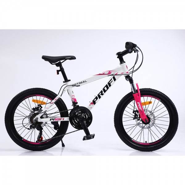 142272 Велосипед 20 д. G20OPTIMAL A20.5 алюм.рама 12,5", SHIMANO 21SP, алюм. DB,FW TZ500, біло-рожевий.