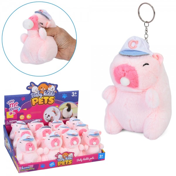 230114 М'яка іграшка 7622B-71 капібара, жуйка, брелок, 12 шт. в диспл., 34-27-10 см.