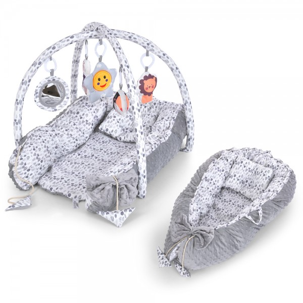 230102 Кокон-килимок для немовляти ME 1197 Gray 5 підвісних іграшок, подушечка, 2 дуги, сірий