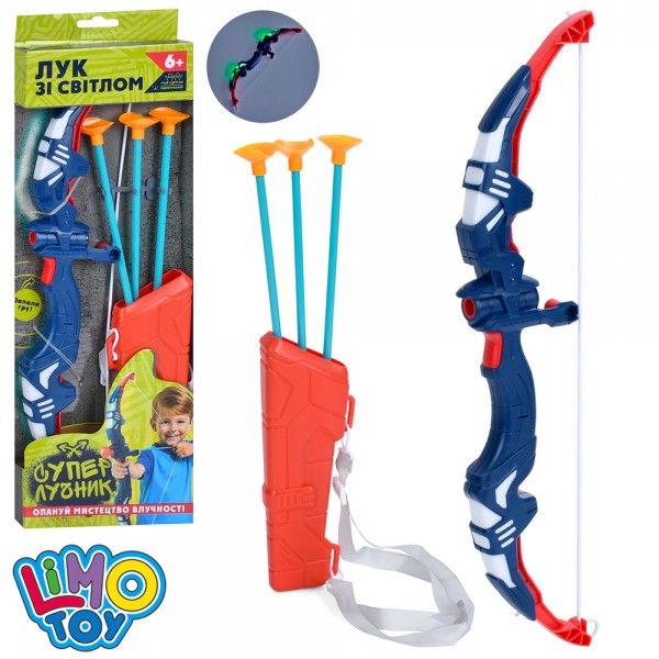 139531 Лук MR 0687 стріли на присосках 3шт., світло, бат.-таб., кор., 15-44-3 см.