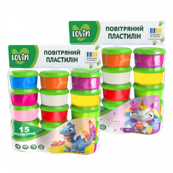 226384 15 кольорів ТМ Lovin Набір для ліплення з повітряним пластиліном в стаканчиках