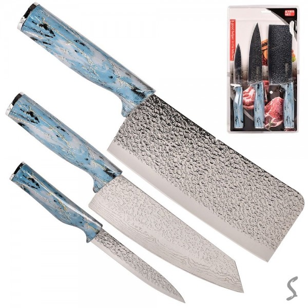 247155 Ножі кухонні "Space gold" 3пр/наб 20.5*36.5см R97591