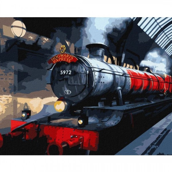 246023 Набір для розпису по номерах WB "Harry Potter: Гоґвортський експрес з фарбами металік extra" 40х50см