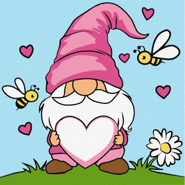 246026 Набір для розпису по номерах для дітей "Закоханий гном" 25х25см