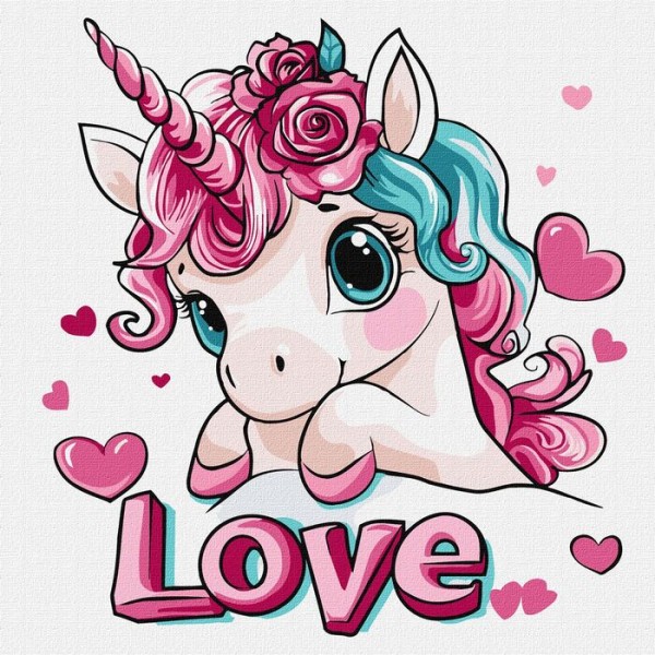 246027 Набір для розпису по номерах для дітей "Романтичний єдиноріг" 30х30см