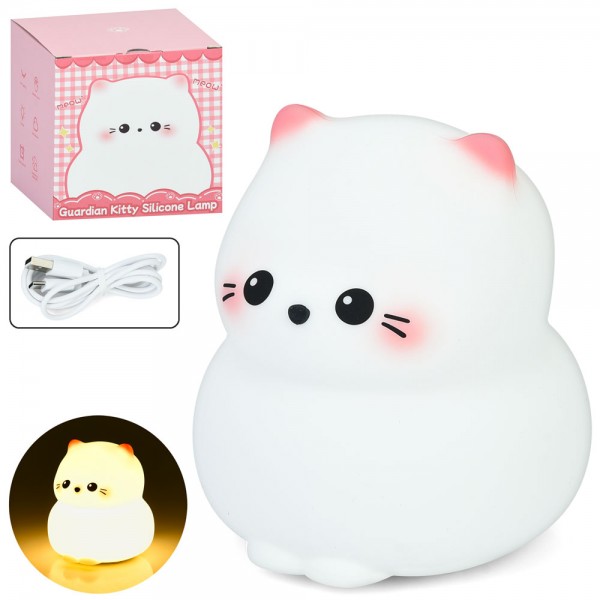 226499 Нічник A010 котик, 3 рівні яскравості, таймер 30хв, акум., USB, кор., 11,5-10-10 см.